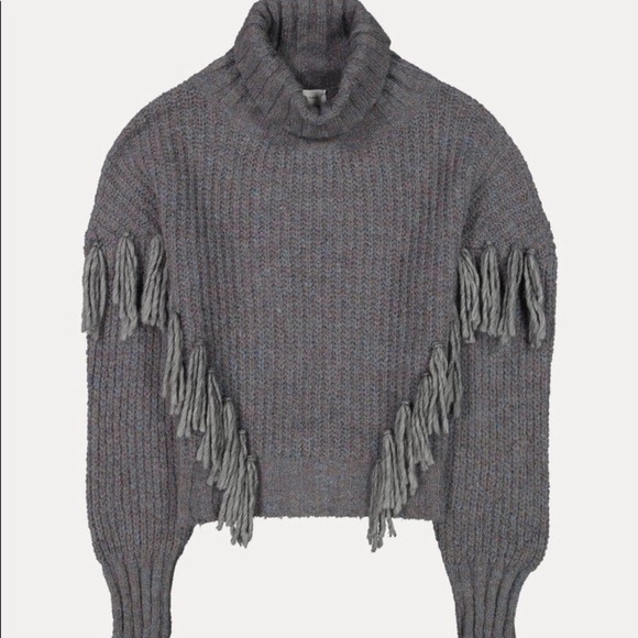 SOMETHING NAVY FRINGE TURTLENECK SWEATER - Picture 3 of 10